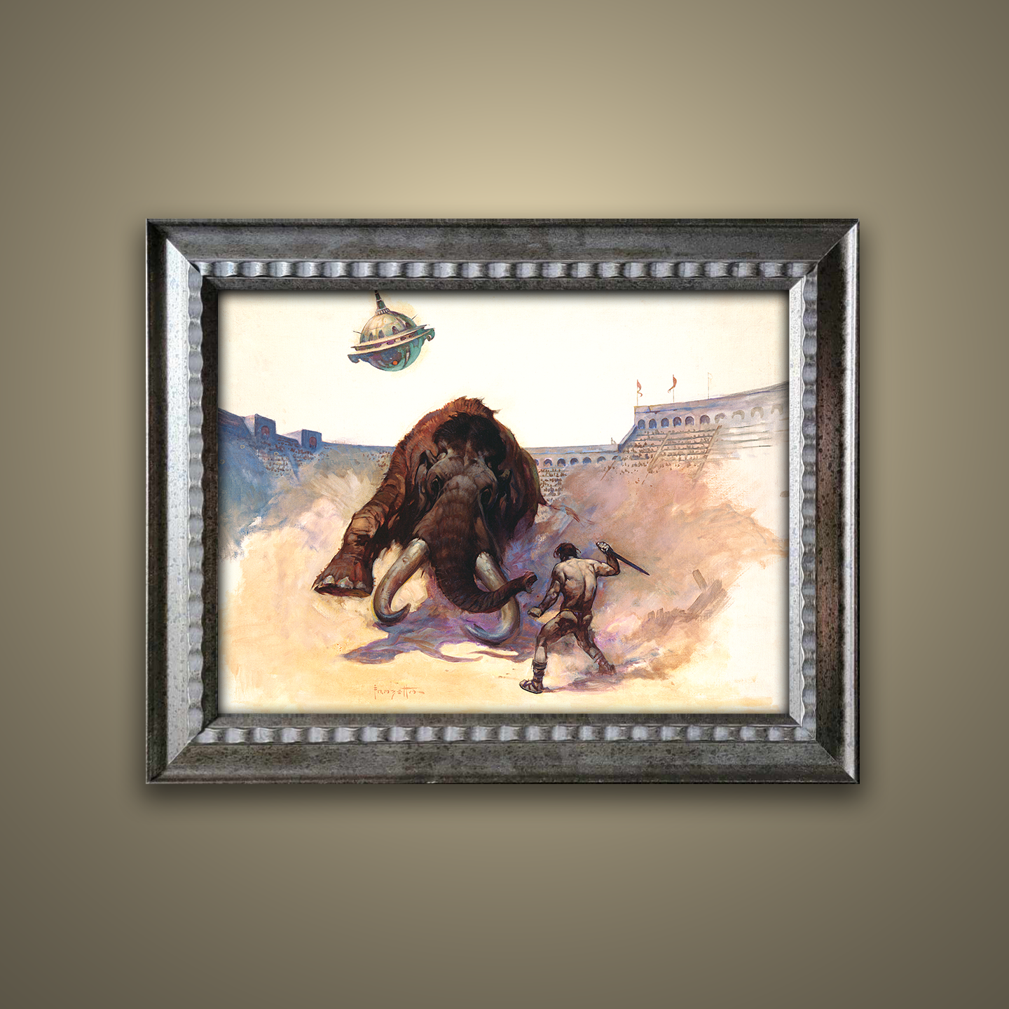 Frank Frazetta’s “Mastodon” artwork from the Frazetta Art Museum&