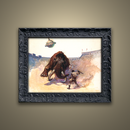 Frank Frazetta’s “Mastodon” artwork from the Frazetta Art Museum&