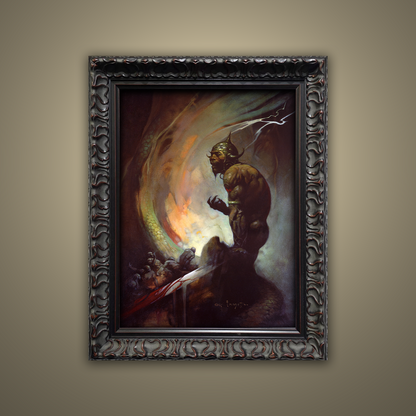 Frank Frazetta’s “Mongol Tyrant” artwork from the Frazetta Art Museum&