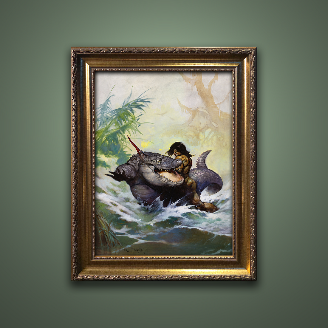 Frank Frazetta’s “Monster Out of Time” artwork from the Frazetta Art Museum&