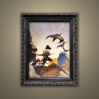 Frank Frazetta’s “Return of Jongor” artwork from the Frazetta Art Museum&