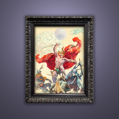 Frank Frazetta’s “Swordsmen in the Sky” artwork from the Frazetta Art Museum&