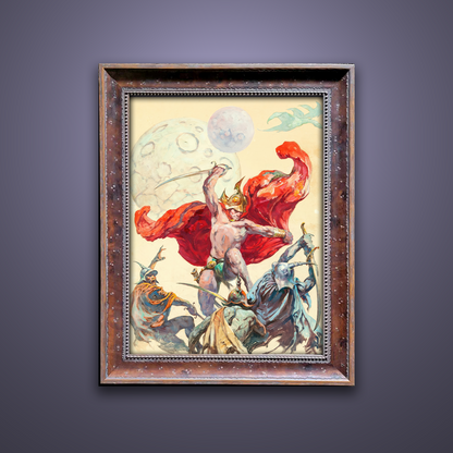Frank Frazetta’s “Swordsmen in the Sky” artwork from the Frazetta Art Museum&