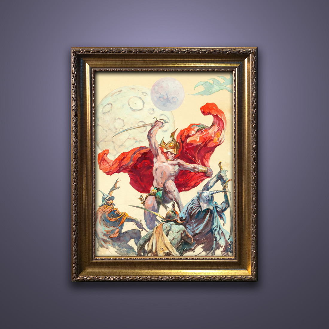 Frank Frazetta’s “Swordsmen in the Sky” artwork from the Frazetta Art Museum&