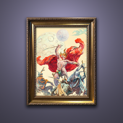 Frank Frazetta’s “Swordsmen in the Sky” artwork from the Frazetta Art Museum&
