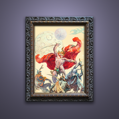 Frank Frazetta’s “Swordsmen in the Sky” artwork from the Frazetta Art Museum&