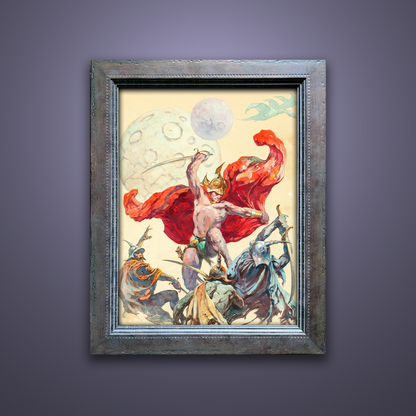 Frank Frazetta’s “Swordsmen in the Sky” artwork from the Frazetta Art Museum&