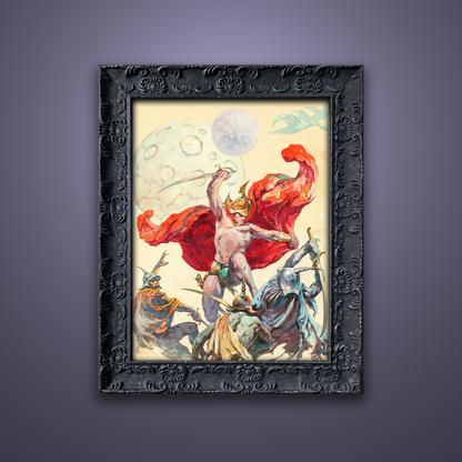 Frank Frazetta’s “Swordsmen in the Sky” artwork from the Frazetta Art Museum&