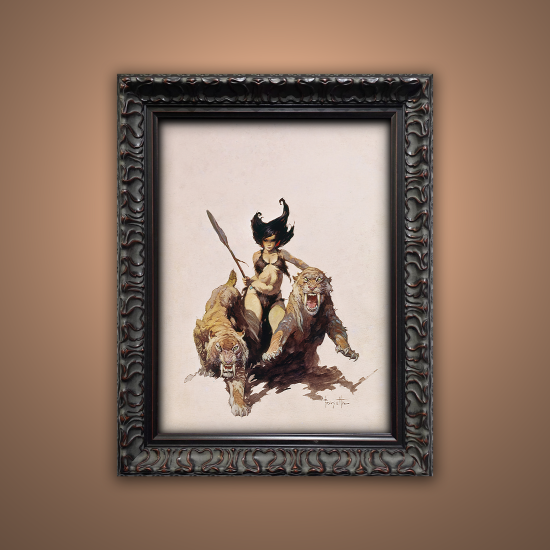 Frank Frazetta’s “The Huntress” artwork from the Frazetta Art Museum&