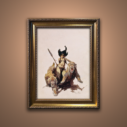 Frank Frazetta’s “The Huntress” artwork from the Frazetta Art Museum&
