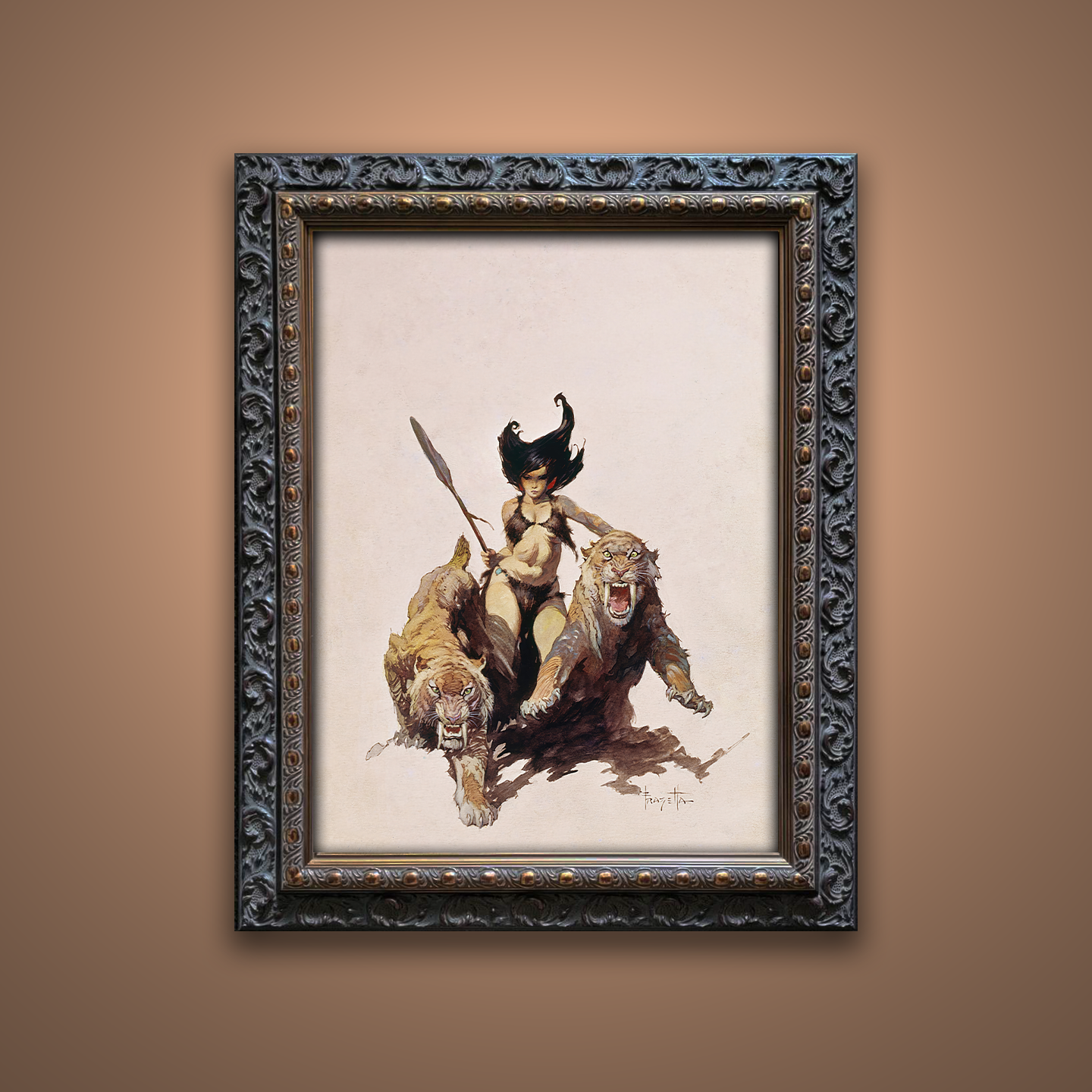 Frank Frazetta’s “The Huntress” artwork from the Frazetta Art Museum&