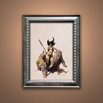Frank Frazetta’s “The Huntress” artwork from the Frazetta Art Museum&
