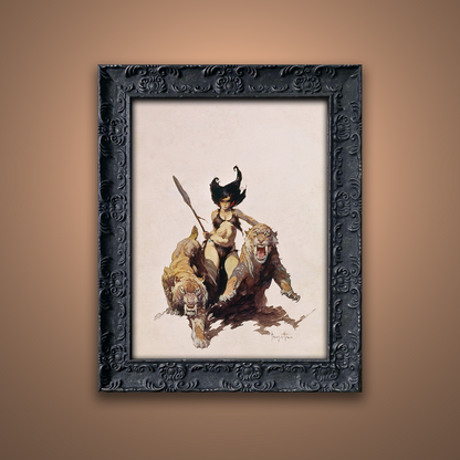 Frank Frazetta’s “The Huntress” artwork from the Frazetta Art Museum&