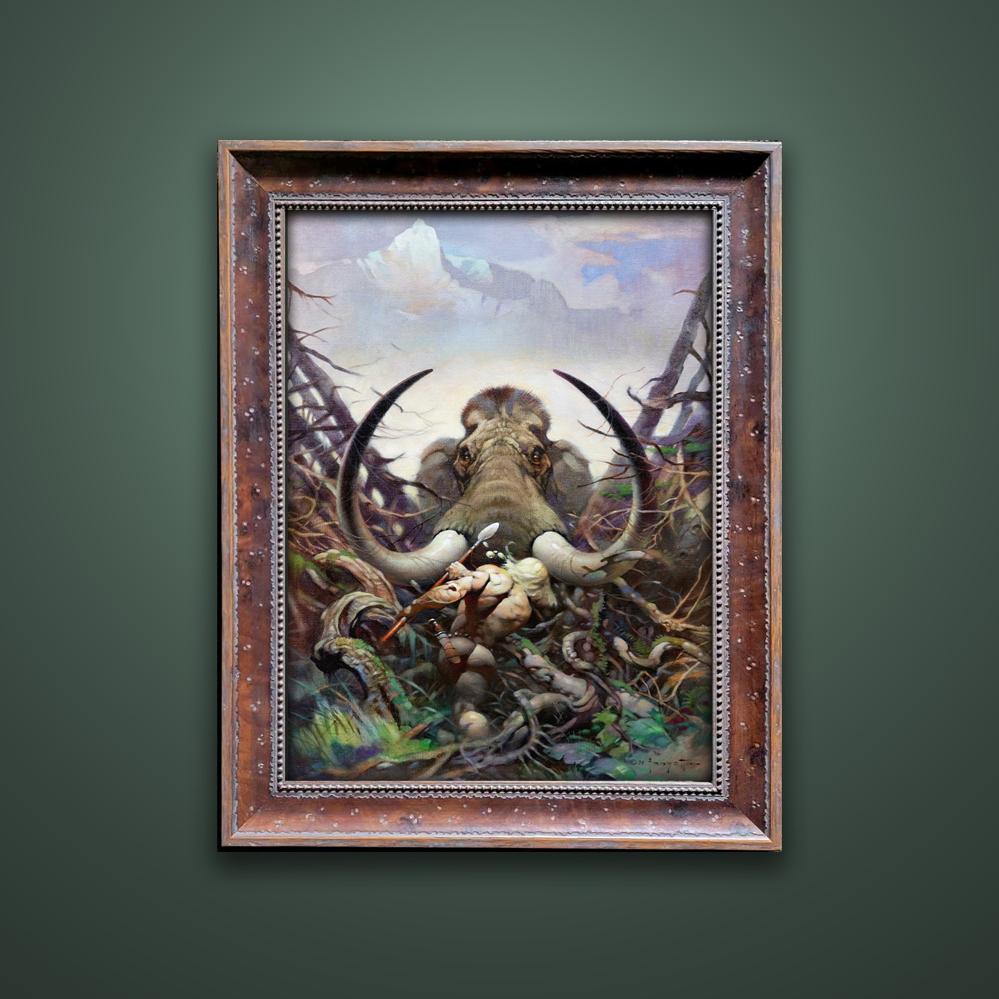 Frank Frazetta’s “The Mammoth” artwork from the Frazetta Art Museum&