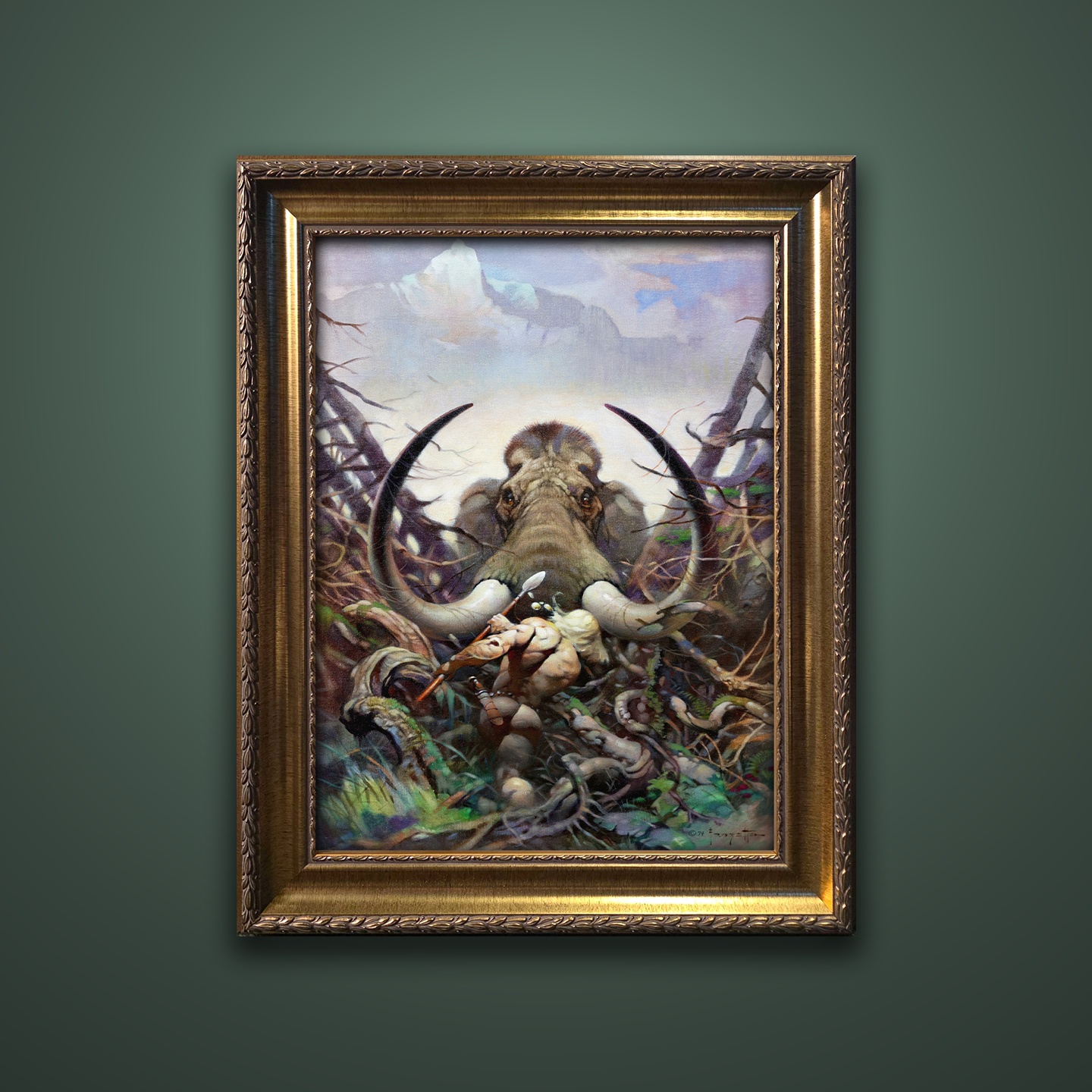 Frank Frazetta’s “The Mammoth” artwork from the Frazetta Art Museum&