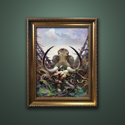 Frank Frazetta’s “The Mammoth” artwork from the Frazetta Art Museum&