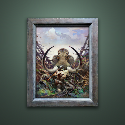 Frank Frazetta’s “The Mammoth” artwork from the Frazetta Art Museum&