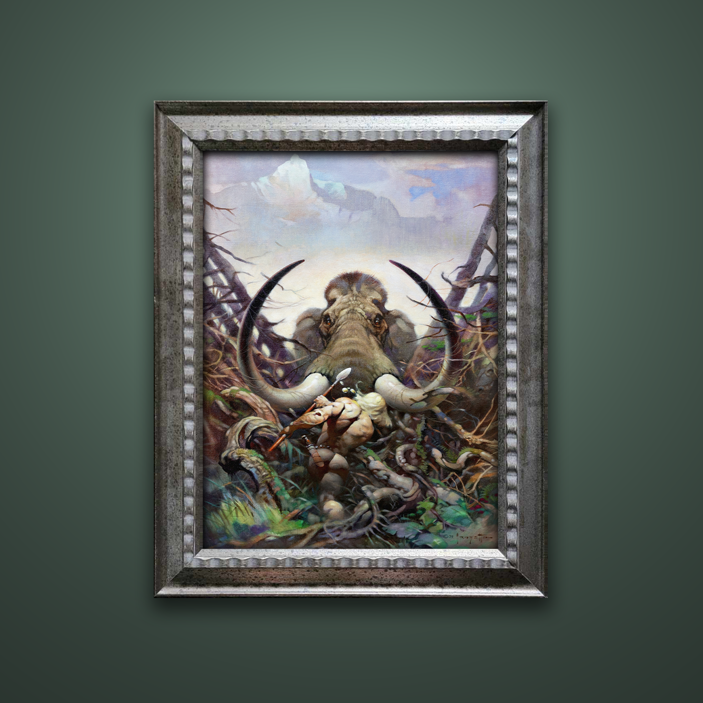 Frank Frazetta’s “The Mammoth” artwork from the Frazetta Art Museum&