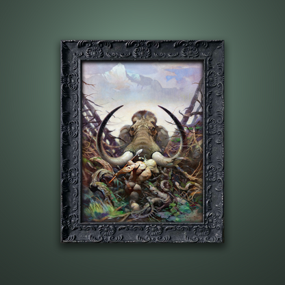 Frank Frazetta’s “The Mammoth” artwork from the Frazetta Art Museum&