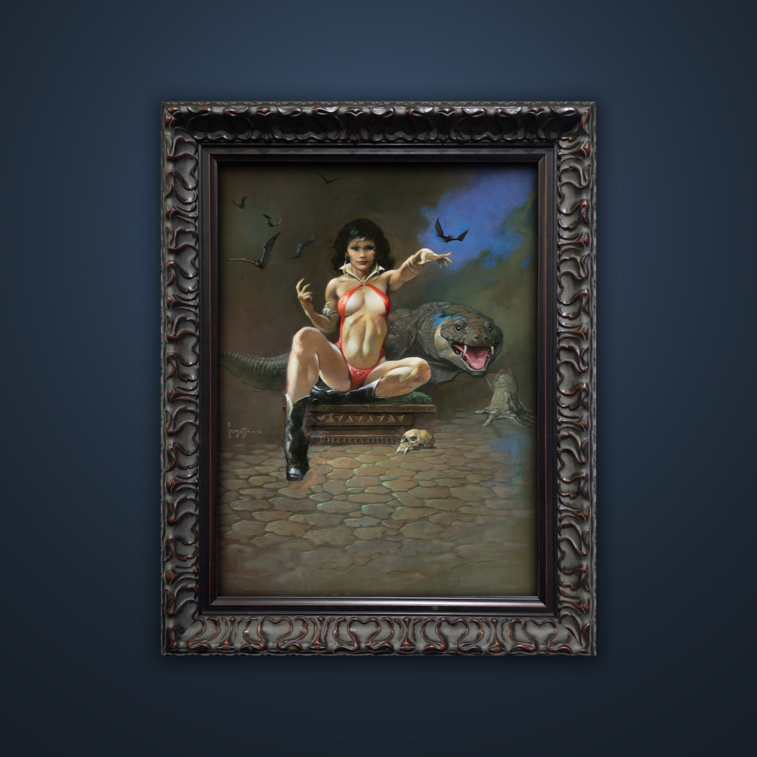 Frank Frazetta’s “Vampiress with Lizard” artwork from the Frazetta Art Museum&