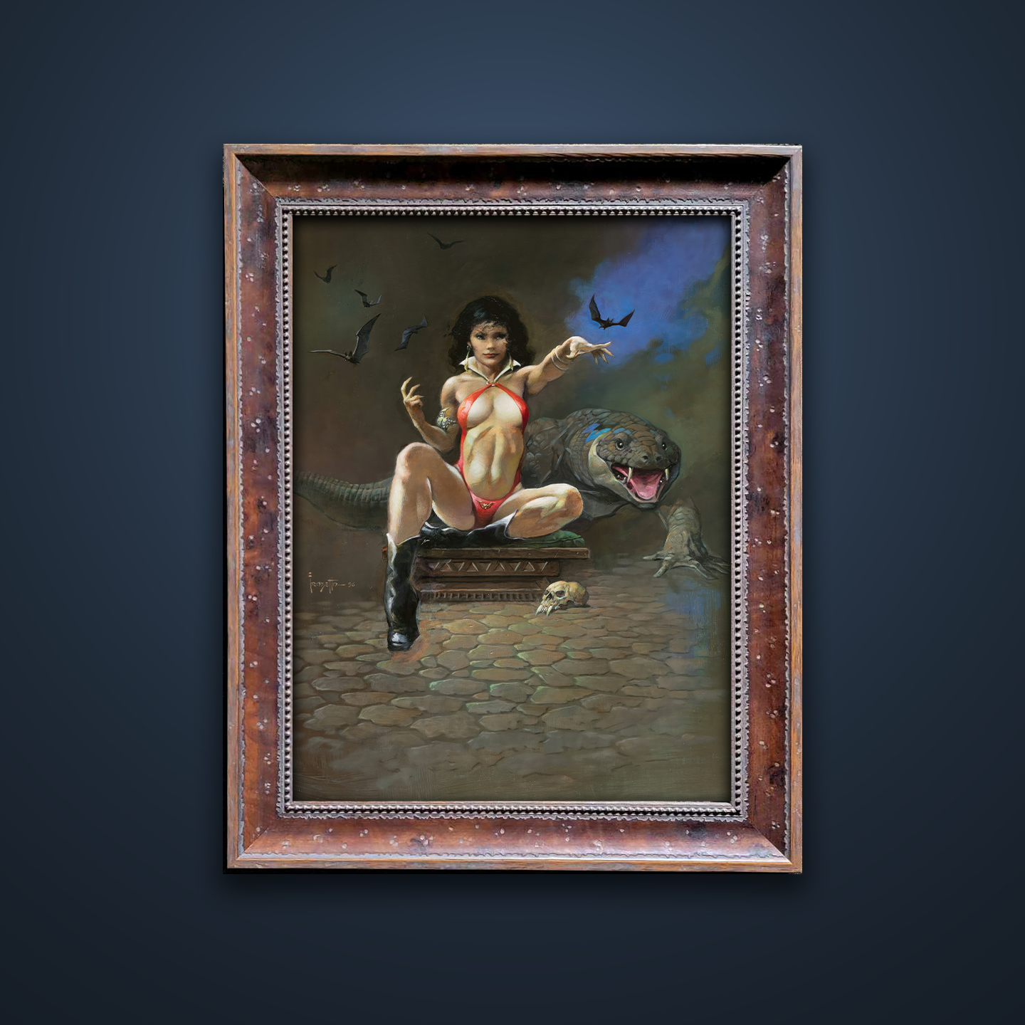 Frank Frazetta’s “Vampiress with Lizard” artwork from the Frazetta Art Museum&