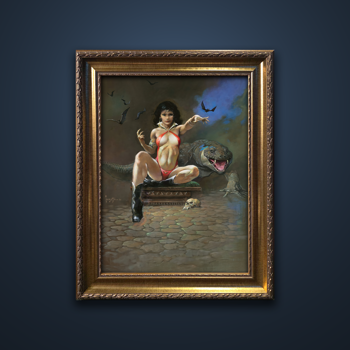 Frank Frazetta’s “Vampiress with Lizard” artwork from the Frazetta Art Museum&