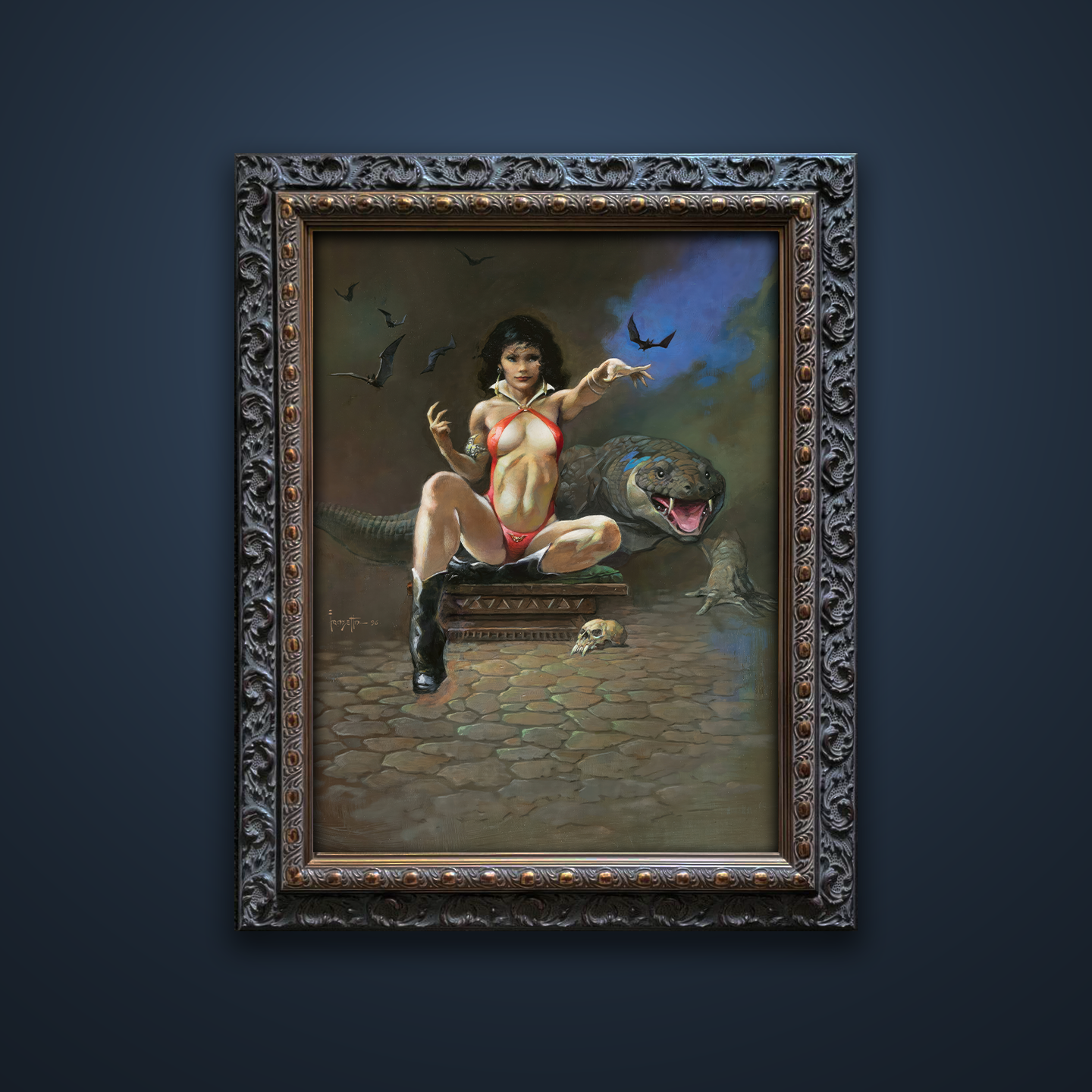 Frank Frazetta’s “Vampiress with Lizard” artwork from the Frazetta Art Museum&