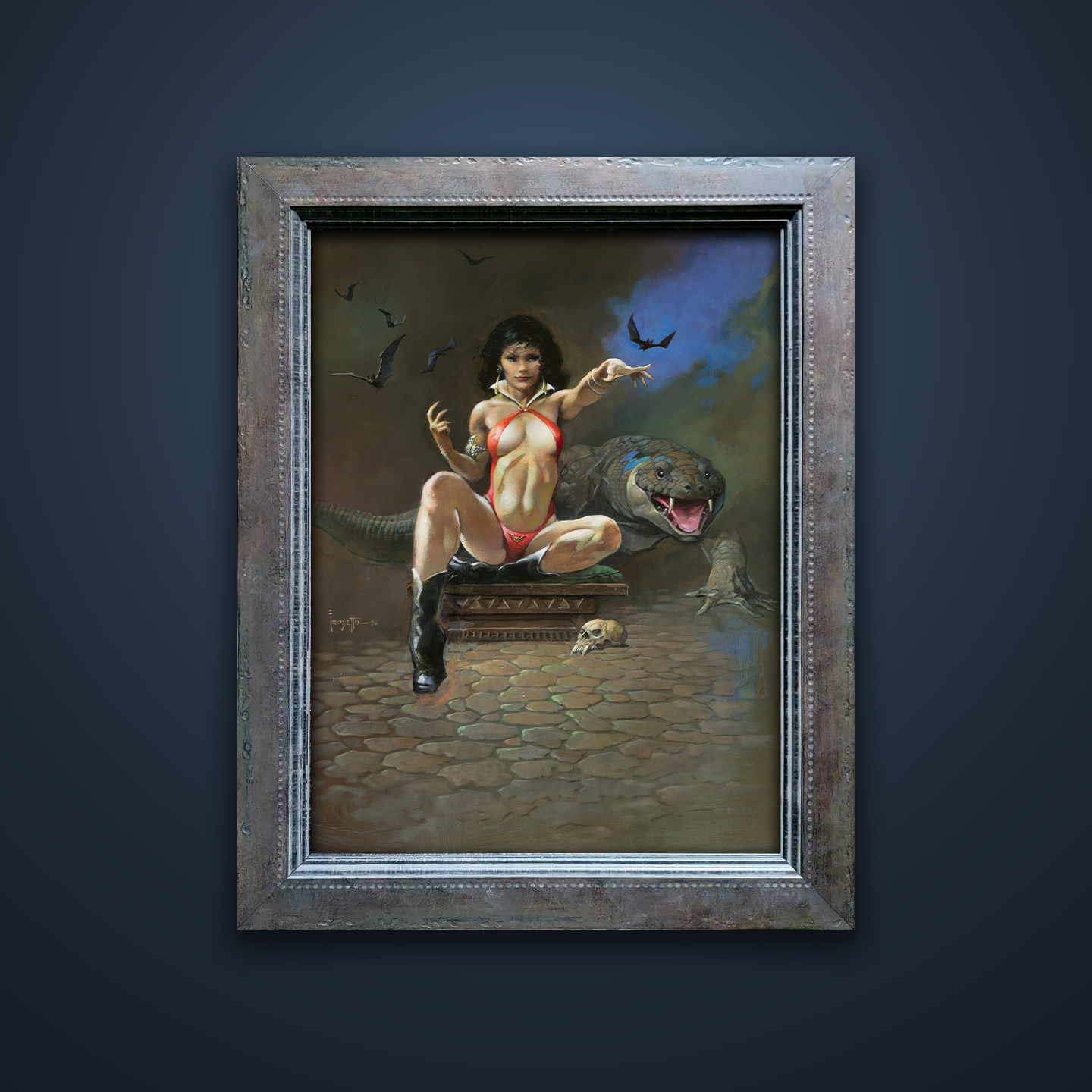 Frank Frazetta’s “Vampiress with Lizard” artwork from the Frazetta Art Museum&