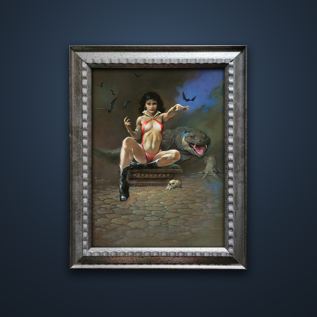 Frank Frazetta’s “Vampiress with Lizard” artwork from the Frazetta Art Museum&