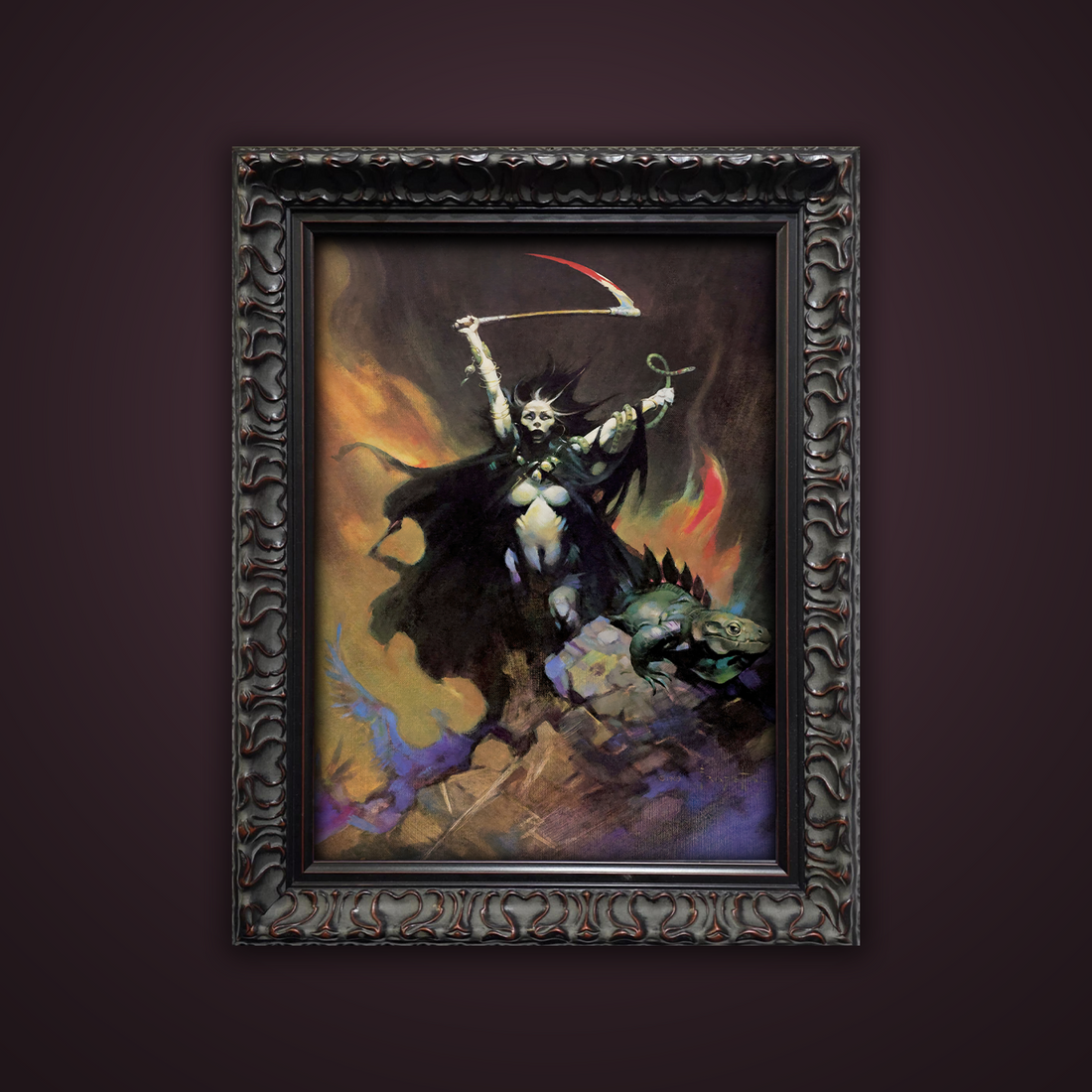 Frank Frazetta’s “Woman with Scythe” artwork from the Frazetta Art Museum&