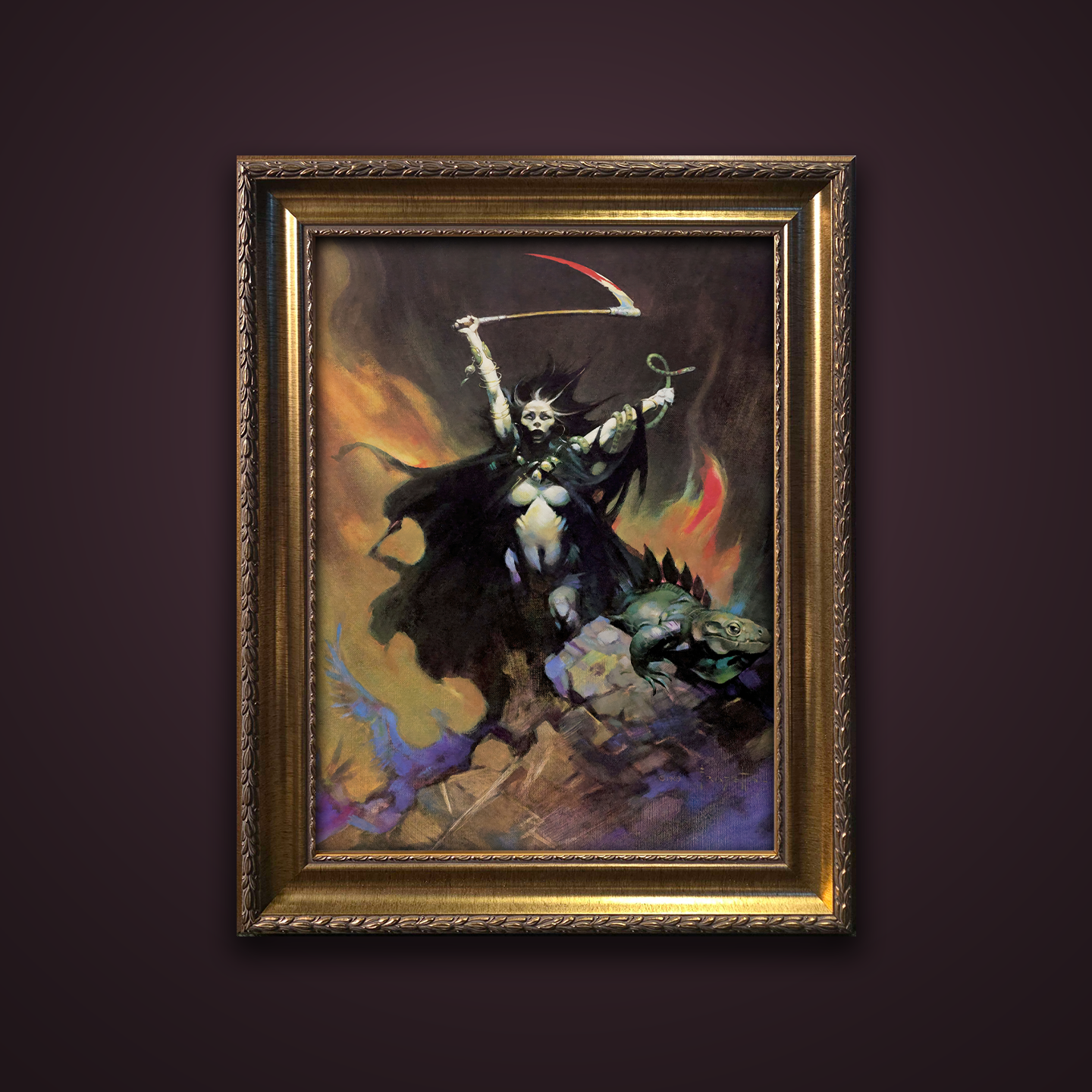 Frank Frazetta’s “Woman with Scythe” artwork from the Frazetta Art Museum&