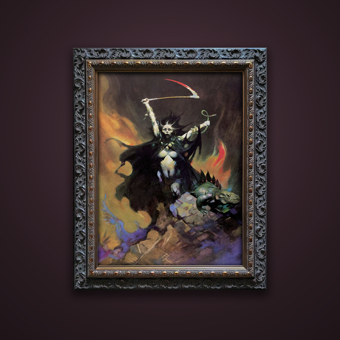 Frank Frazetta’s “Woman with Scythe” artwork from the Frazetta Art Museum&