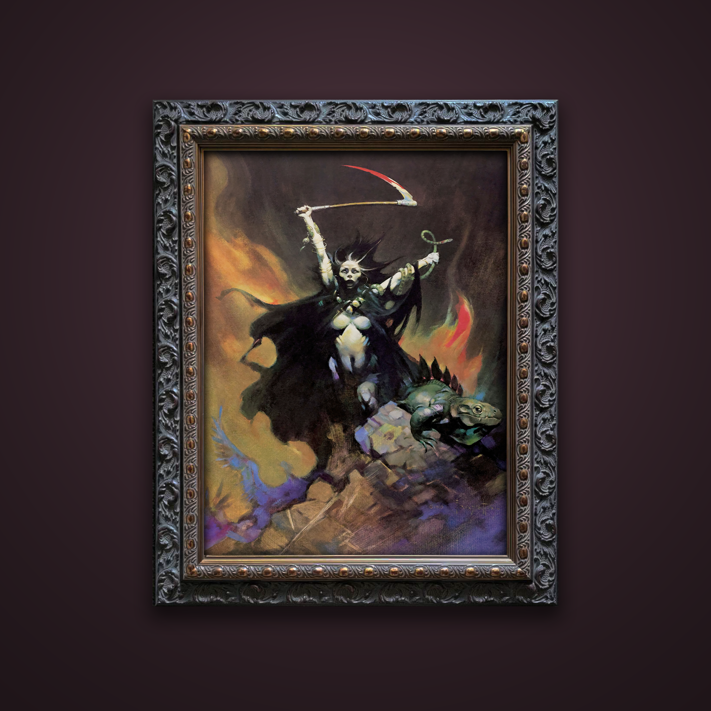 Frank Frazetta’s “Woman with Scythe” artwork from the Frazetta Art Museum&