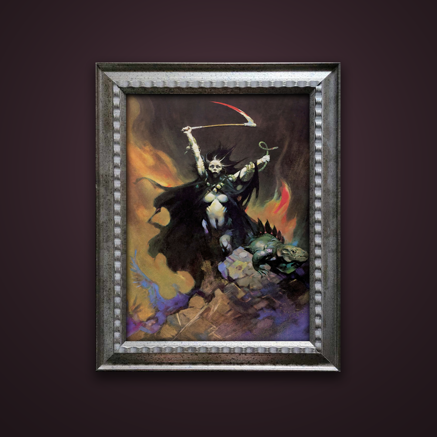 Frank Frazetta’s “Woman with Scythe” artwork from the Frazetta Art Museum&