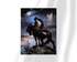 Unframed print of Frank Frazetta’s “The Rider,” showing a darkly atmospheric scene with a solitary rider on horseback, shrouded in mystery and shadow.