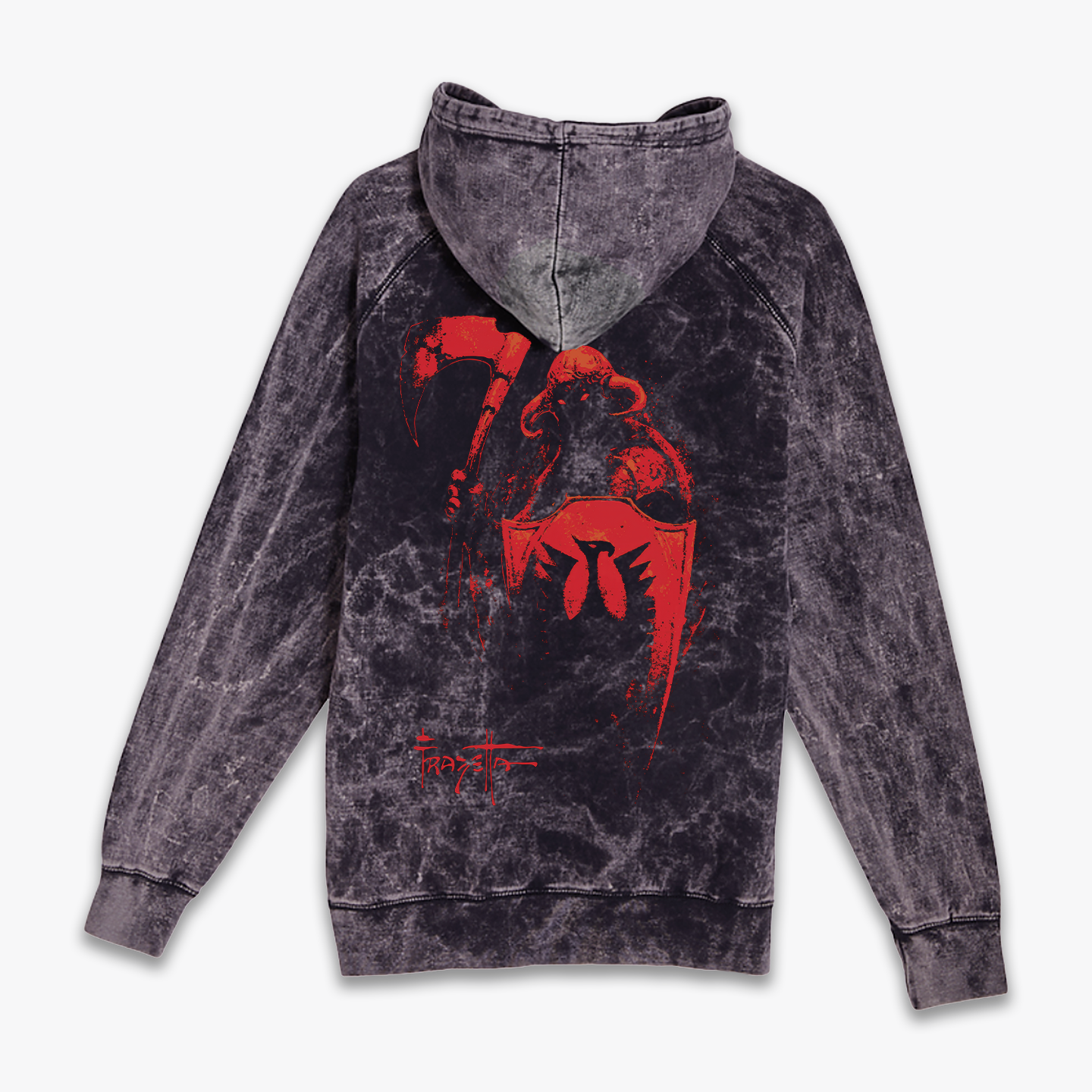 Back of Death Dealer Crimson Hoodie – Frank Frazetta’s Iconic Fantasy Artwork on a Premium Cotton Pullover