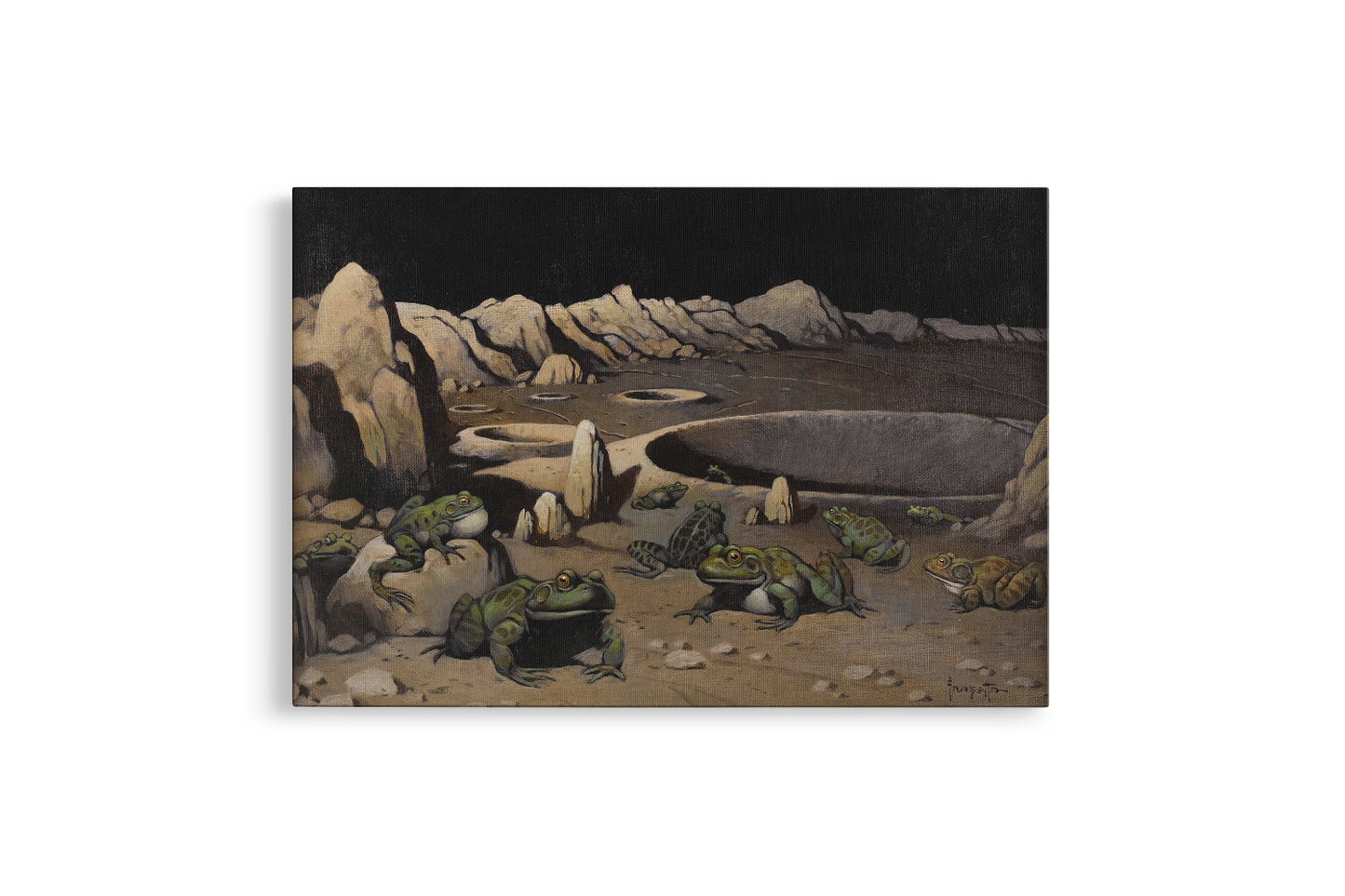 Frogs on the Moon Mini Wrap-Around Canvas Art