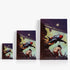 Three wrap-around canvas prints of Frazetta’s God from the Sky in different sizes, showcasing the artwork with mirror-wrapped edges for a seamless, dimensional look.