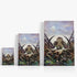 Three wrap-around canvas prints of Frazetta’s Mammoth in different sizes, showcasing the artwork with mirror-wrapped edges for a seamless, dimensional look.