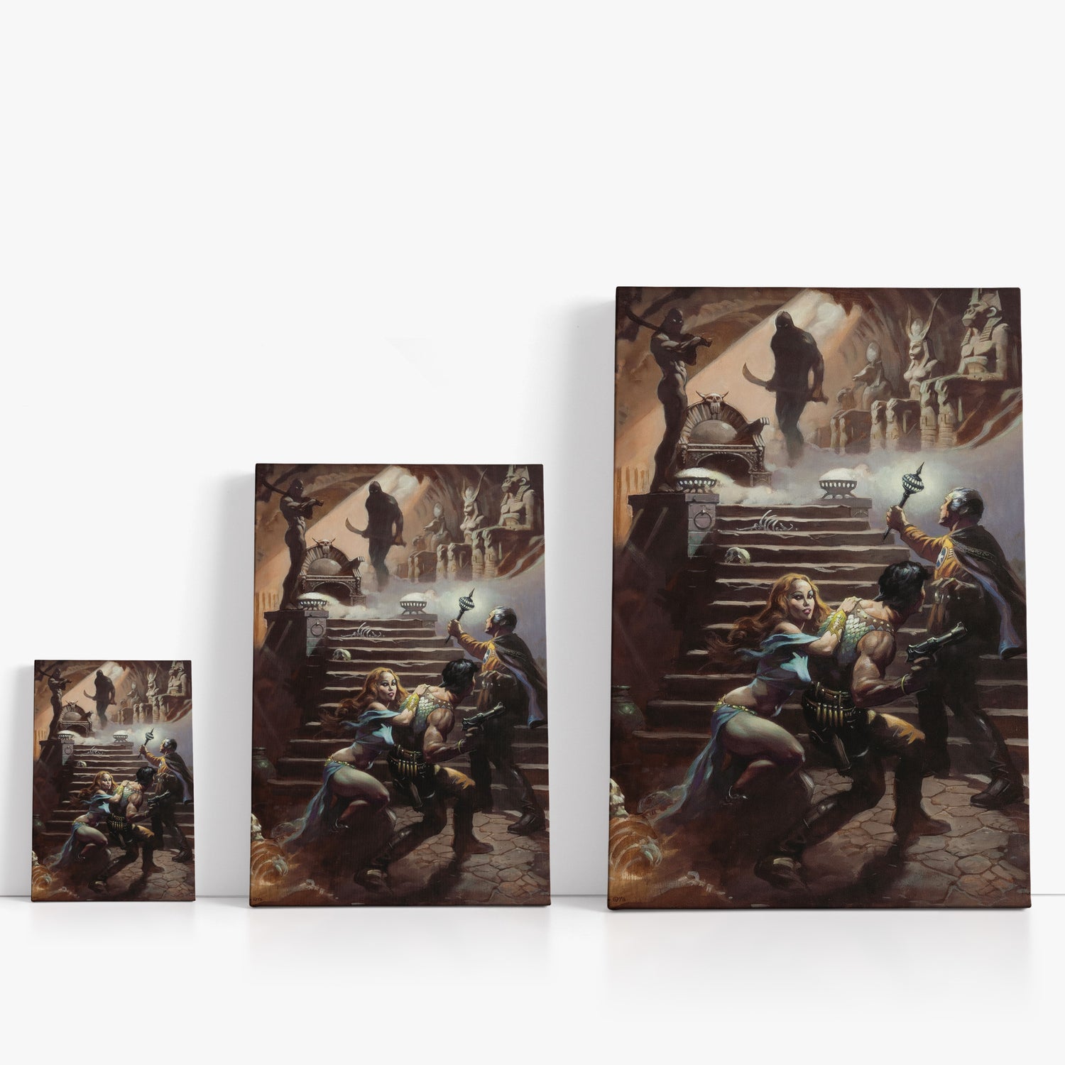 Three wrap-around canvas prints of Frazetta’s Pharaoh&