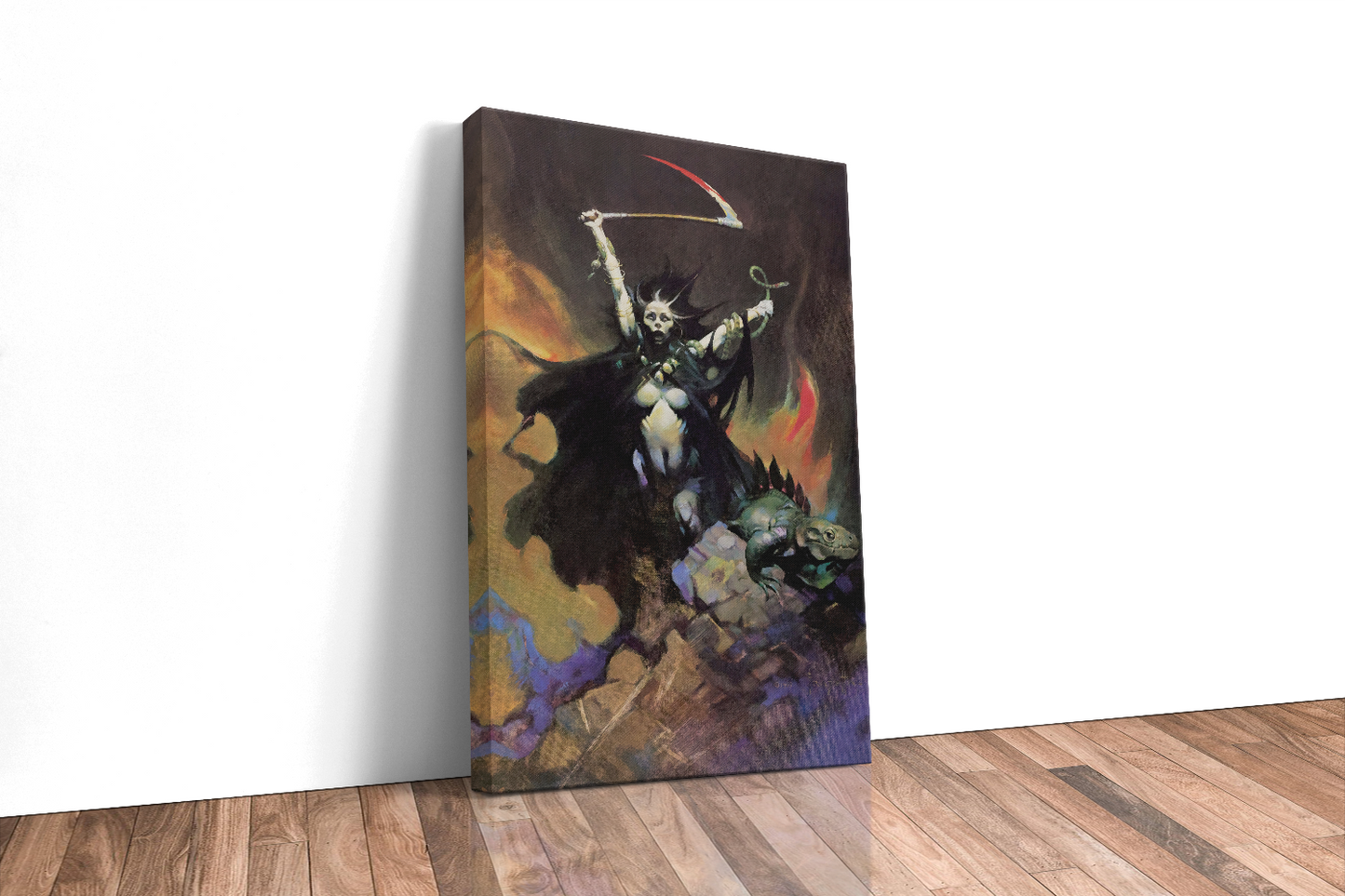 Woman with Scythe Large Wrap Around Canvas