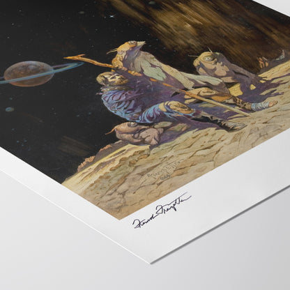 Detailed View of Stranded Giclée – High-Resolution Print Capturing the Rich Colors and Textures of Frazetta’s Painting