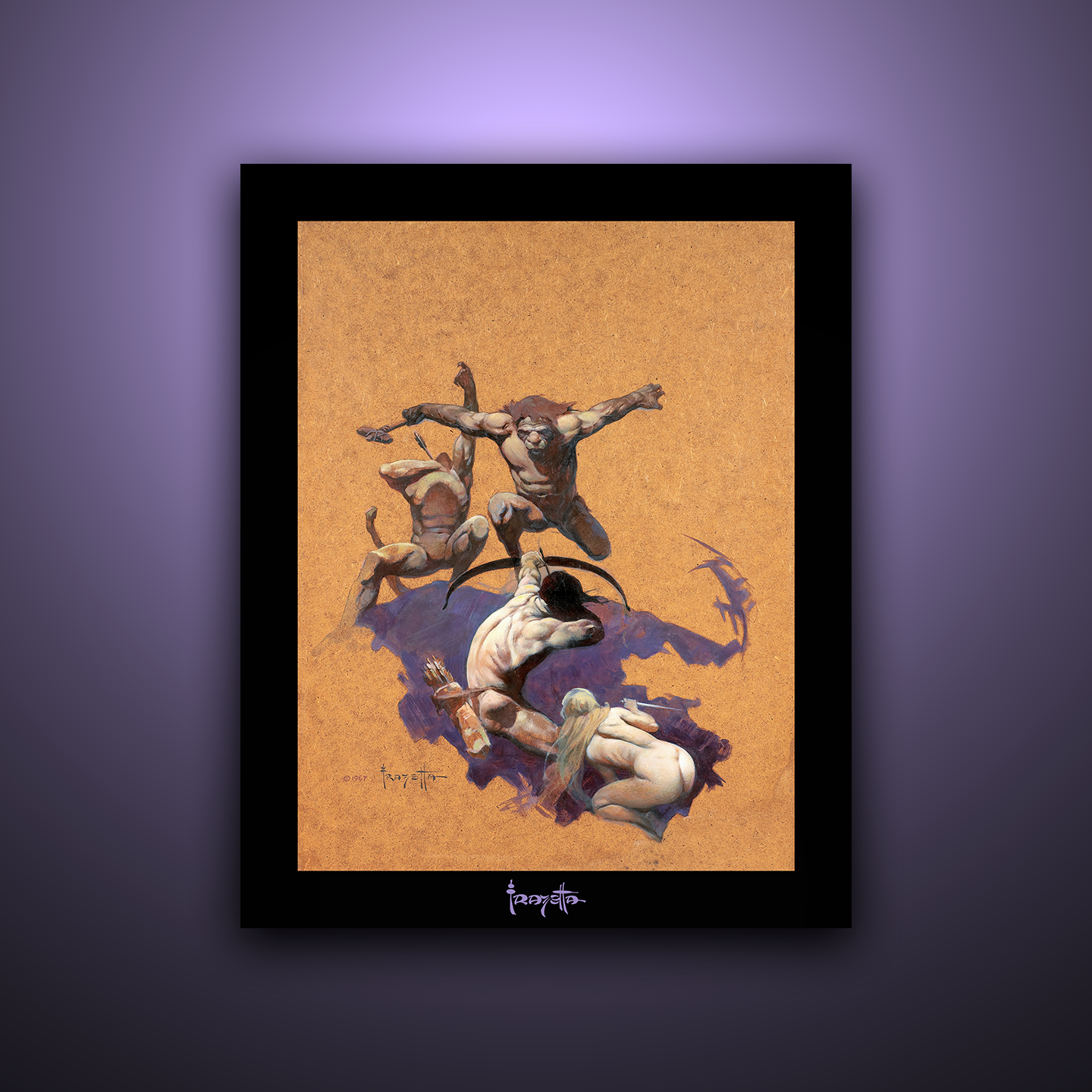 Gallery Series print of &quot;Land of Terror&quot; by Frank Frazetta, unframed, depicting intense drama and thrilling landscapes.