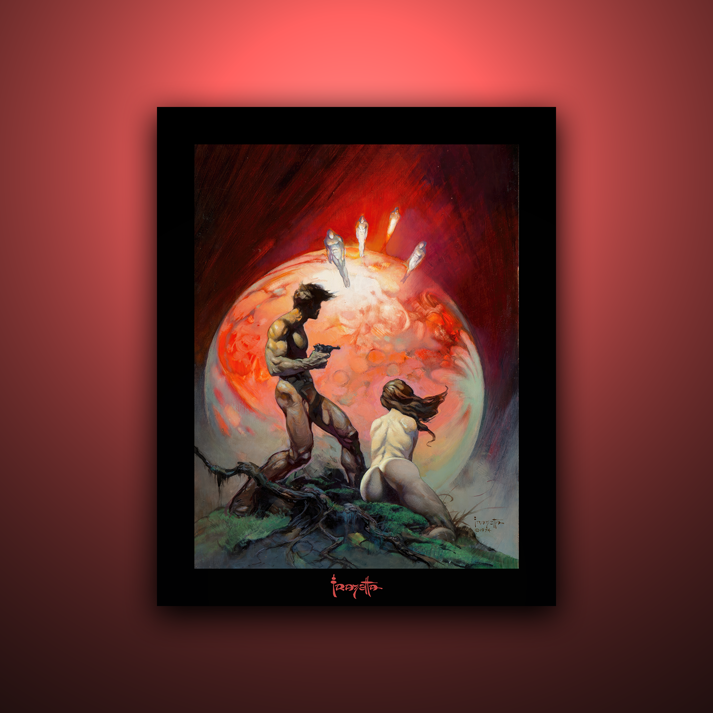 Gallery Series print of &quot;Red Planet&quot; by Frank Frazetta, unframed, showcasing dramatic and alien landscapes.