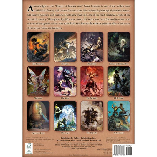 The Fantasy Art of Frazetta 2020 Wall Calendar 16-Month