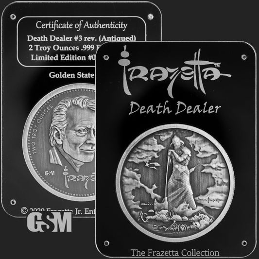 2oz Frazetta Death Dealer III Antiqued Proof Silver Round